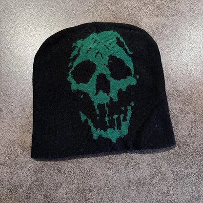Skull Print Knit Beanie Men FM