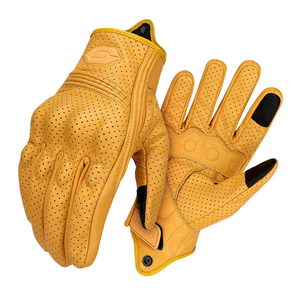 Moto Gloves Leather Breathable FM