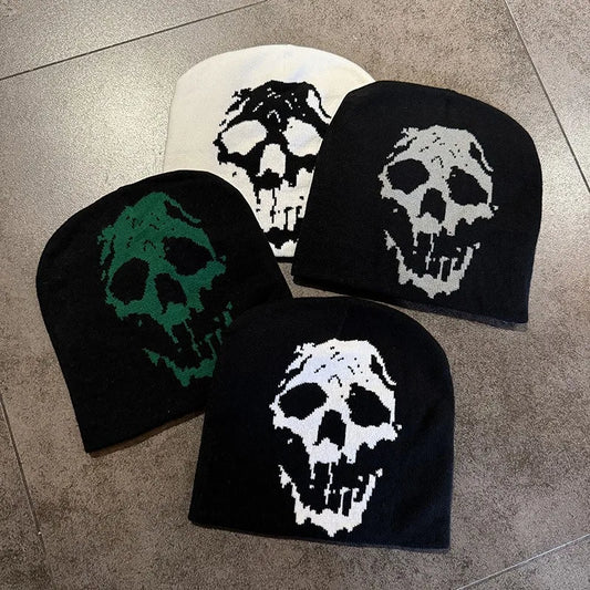 Skull Print Knit Beanie Men FM