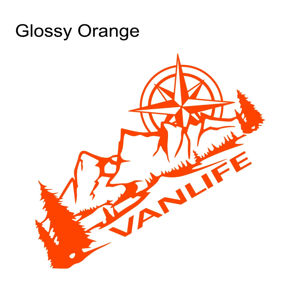 Vanlife Compass & Mountain Graphic Decal MV