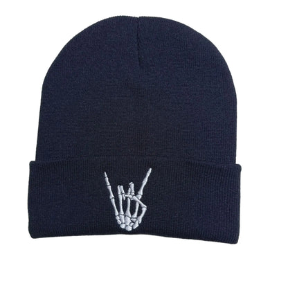 Skull Finger Embroidery Knitted Hat FM