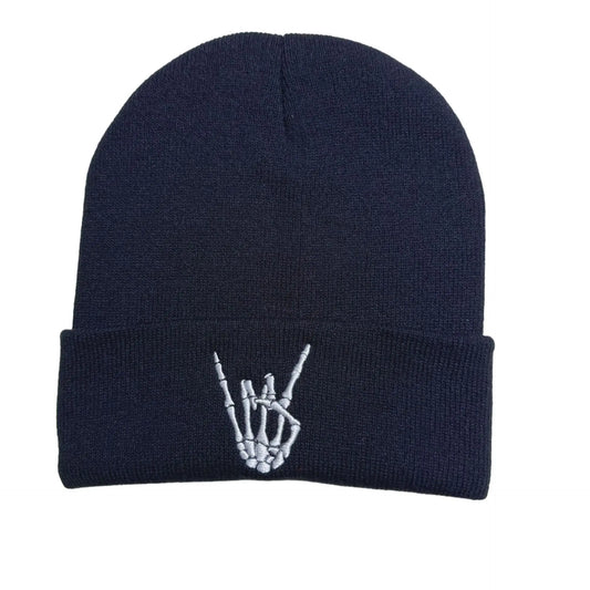 Skull Finger Embroidery Knitted Hat FM