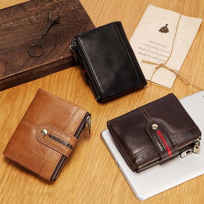 Double Zipper Leather Wallet FM