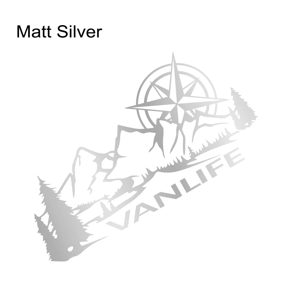 Vanlife Compass & Mountain Graphic Decal MV