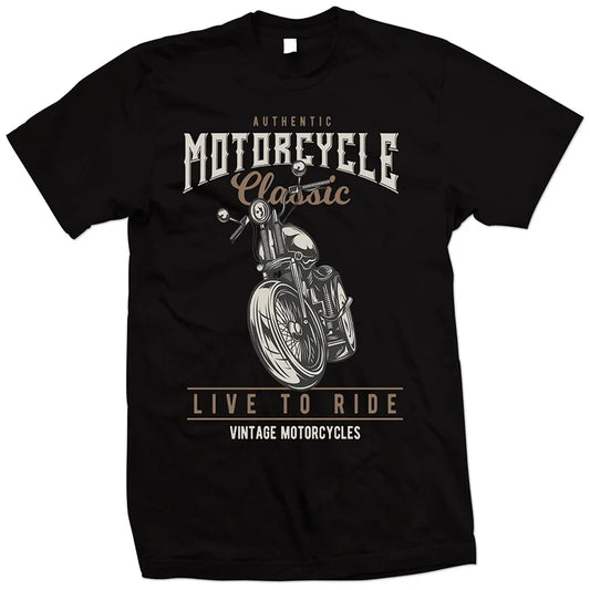 Classic Motorcycle Live To Ride T-Shirt FM